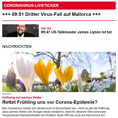 Nachrichten mit Corona im Frühling